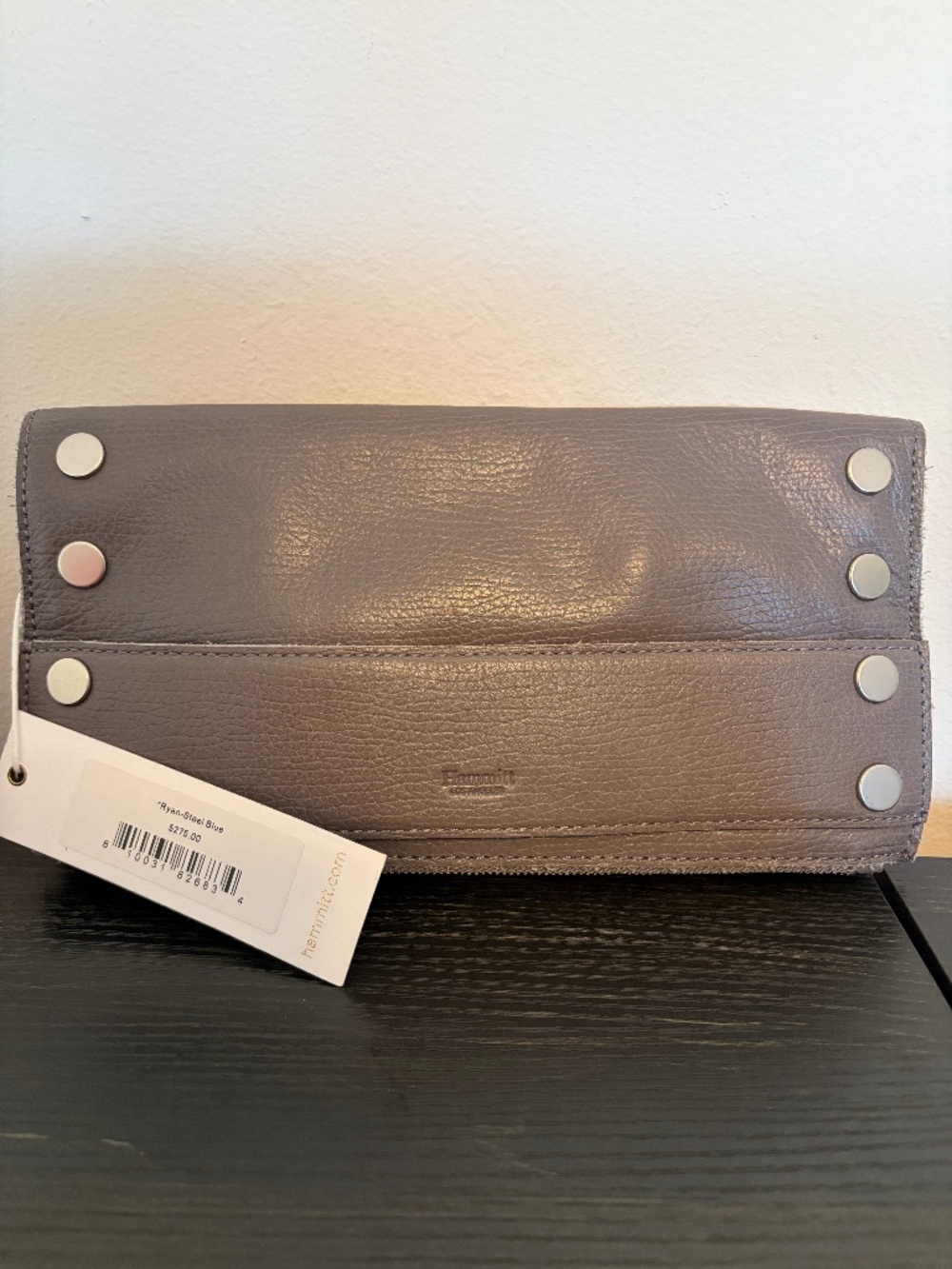 🩵 NWT Hammitt Ryan Foldover Crossbody Clutch - STUNNING Steel Blue Leather!
